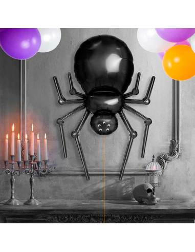 Tradineur - Pack de 2 Globos de Araña - Fabricado en Foil - Incluye Inflador Sostenible - Hinchable con helio - Decoración para