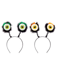 Tradineur - Pack de 2 Diademas de Ojos Saltones - Fabricado en Plástico y Poliester - Complemento para carnaval, Halloween, cosp