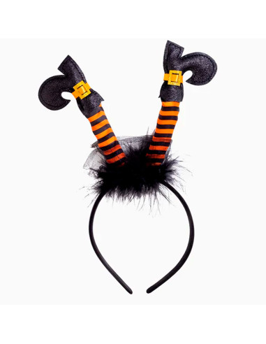 Tradineur - Diadema de botas de bruja multicolor - Fabricado en Plástico y Poliéster - Complemento para carnaval, Halloween, cos