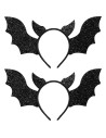 Tradineur - Pack de 2 Diademas de Murciélago - Fabricado en Plástico y Poliéster - Complemento para carnaval, Halloween, cosplay