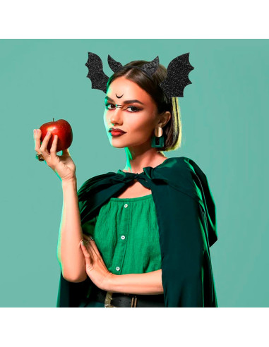 Tradineur - Pack de 2 Diademas de Murciélago - Fabricado en Plástico y Poliéster - Complemento para carnaval, Halloween, cosplay