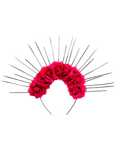 Tradineur - Diadema de Catrina - Fabricado en Plástico y Poliéster - Complemento para carnaval, Halloween, cosplay (Talla Única