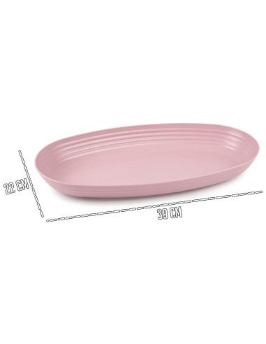 Tradineur - Bandeja Ovalada de 2 Litros - Fabricado en Plástico - Apta para microondas y congelador - 4,5 x 22 x 39 cm - Color R