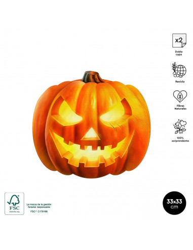 Tradineur - Pack de 40 servilletas de papel con forma de calabaza, doble capa, biodegradables, reciclables, fiestas, decoración