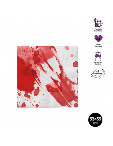 Tradineur - Pack de 60 servilletas de papel con sangre, doble capa, biodegradables, reciclables, fiestas, decoración de Hallowee