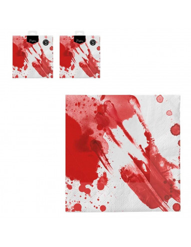 Tradineur - Pack de 60 servilletas de papel con sangre, doble capa, biodegradables, reciclables, fiestas, decoración de Hallowee