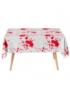 Tradineur - Mantel de papel decorado con manchas de sangre, biodegradable y reciclable, fiestas, adornos de Halloween, carnaval