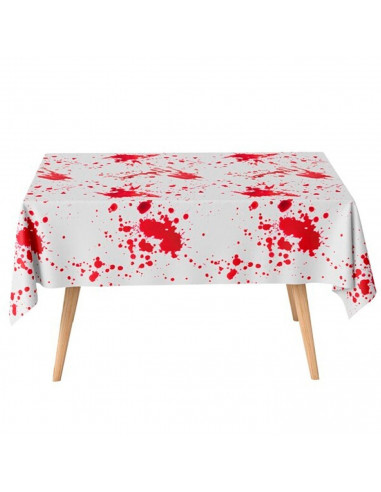 Tradineur - Mantel de papel decorado con manchas de sangre, biodegradable y reciclable, fiestas, adornos de Halloween, carnaval