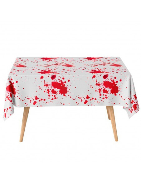 Tradineur - Mantel de papel decorado con manchas de sangre, biodegradable y reciclable, fiestas, adornos de Halloween, carnaval