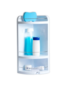 Tradineur - Estantería para Rincón de baño Star - Fabricado en Plástico y Metal - 3 Niveles - Ideal para organización en la bañe