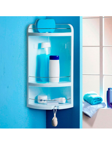 Tradineur - Estantería para Rincón de baño Star - Fabricado en Plástico y Metal - 3 Niveles - Ideal para organización en la bañe