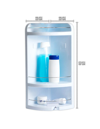 Tradineur - Estantería para Rincón de baño Star - Fabricado en Plástico y Metal - 3 Niveles - Ideal para organización en la bañe