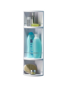Tradineur - Estantería para Rincón de baño - Fabricado en Plástico y Metal - 3 Niveles - Ideal para organización en la bañera -