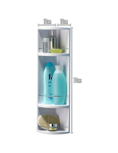 Tradineur - Estantería para Rincón de baño - Fabricado en Plástico y Metal - 3 Niveles - Ideal para organización en la bañera -