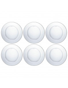 Tradineur - Pack de 6 platos llanos - Fabricado en Vidrio - Modelo Lys - Resistentes, vajilla de cocina, Aptos para lavavajillas