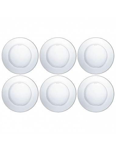 Tradineur - Pack de 6 platos llanos - Fabricado en Vidrio - Modelo Lys - Resistentes, vajilla de cocina, Aptos para lavavajillas