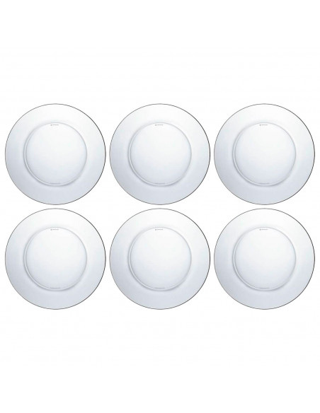 Tradineur - Pack de 6 platos llanos - Fabricado en Vidrio - Modelo Lys - Resistentes, vajilla de cocina, Aptos para lavavajillas