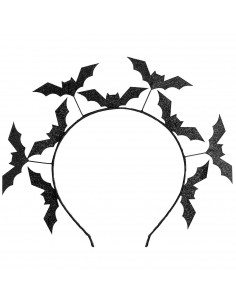 Tradineur - Diadema de Murcielagos - Fabricado en Plástico y Poliéster - Complemento para carnaval, Halloween, cosplay (Talla Ún