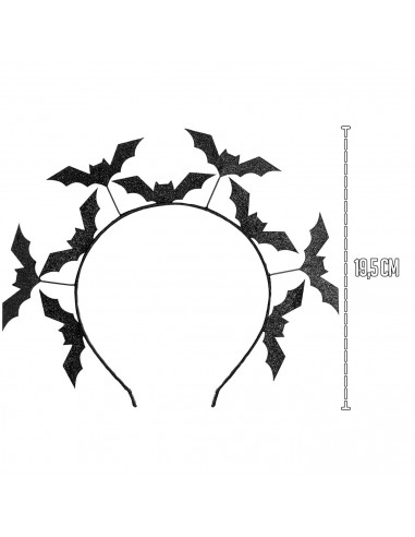 Tradineur - Diadema de Murcielagos - Fabricado en Plástico y Poliéster - Complemento para carnaval, Halloween, cosplay (Talla Ún