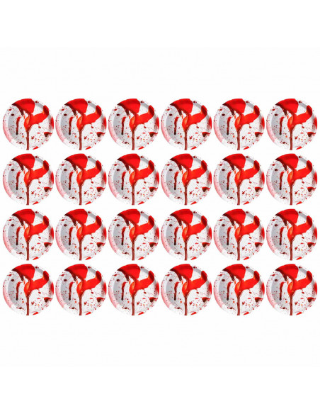 Tradineur - Pack de 24 Platos para postre de Halloween - Diseño de Sangre - Totalmente desechable y Reciclables - Ø 17 cm 