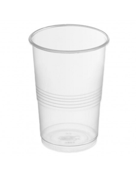 Tradineur - Pack de 50 vasos reutilizables de plástico, modelo Litrona, 100% reciclables, extra resistentes, higiénicos, apilabl