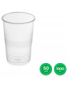 Tradineur - Pack de 50 vasos reutilizables de plástico, modelo Litrona, 100% reciclables, extra resistentes, higiénicos, apilabl