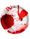 Tradineur - Pack de 12 Platos llanos para postre de Halloween - Diseño de Sangre - Totalmente desechable y Reciclables - Ø 23 cm