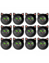 Tradineur - Pack de 12 Cuentos para Halloween - Capacidad 350 ml - Forma de Gato - Totalmente desechable y Reciclables - 5 x 17,