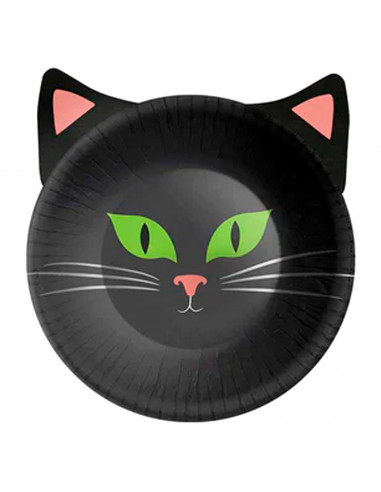 Tradineur - Pack de 12 Cuentos para Halloween - Capacidad 350 ml - Forma de Gato - Totalmente desechable y Reciclables - 5 x 17,