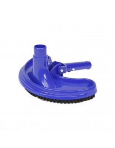 Tradineur - Limpiafondos de piscina, cepillo limpiador de fondos manual azul 14 x 26 x 13 cm, conexión de manguera 32 mm diámetr