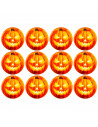 Tradineur - Pack de 12 platos llanos para Halloween - Diseño de Calabaza Iluminada - Totalmente desechable y Reciclables - Ø 23