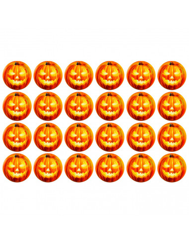Tradineur - Pack de 24 platos llanos para Halloween - Diseño de Calabaza Iluminada - Totalmente desechable y Reciclables - Ø 17