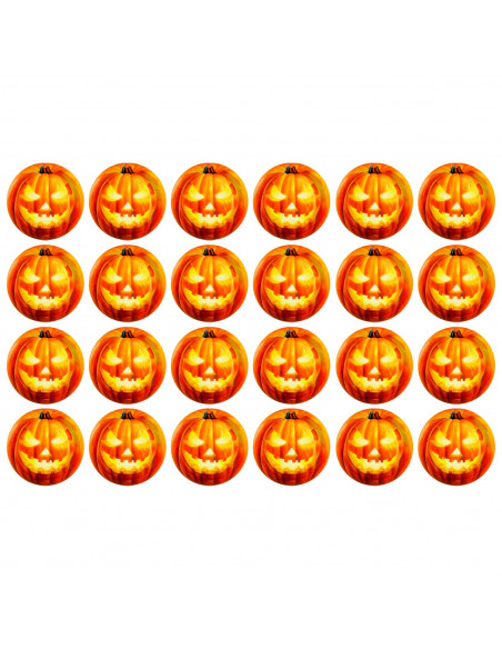Tradineur - Pack de 24 platos llanos para Halloween - Diseño de Calabaza Iluminada - Totalmente desechable y Reciclables - Ø 17