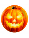 Tradineur - Pack de 24 platos llanos para Halloween - Diseño de Calabaza Iluminada - Totalmente desechable y Reciclables - Ø 17
