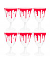 Tradineur - Pack de 6 Copas para Halloween - Diseño de Sangre - Totalmente desechable y Reciclables - Ø 16 x 7,5 cm