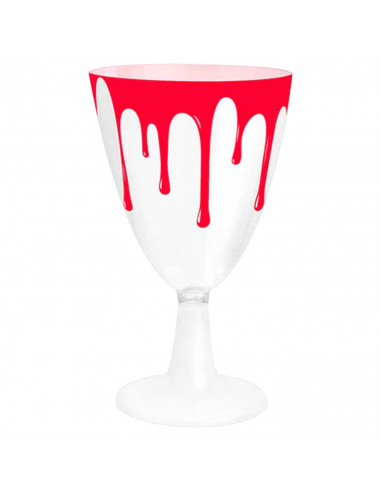 Tradineur - Pack de 6 Copas para Halloween - Diseño de Sangre - Totalmente desechable y Reciclables - Ø 16 x 7,5 cm