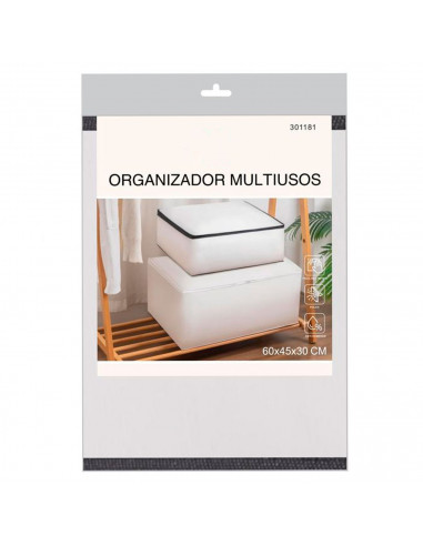 Tradineur - Organizador rectangular de peva, caja plegable con cremallera, ordenación, ropa, armario, almacenamiento, 60 x 45 x
