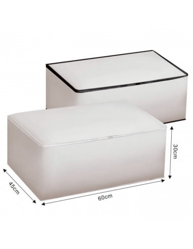 Tradineur - Organizador rectangular de peva, caja plegable con cremallera, ordenación, ropa, armario, almacenamiento, 60 x 45 x