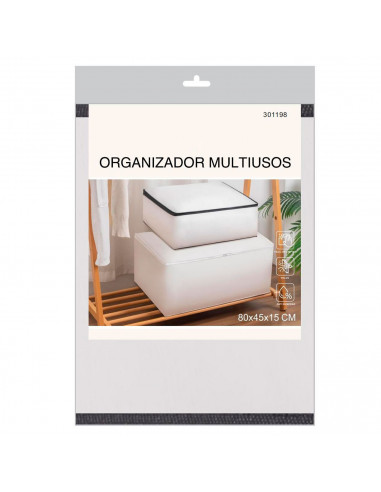 Tradineur - Organizador rectangular de peva, caja plegable con cremallera, ordenación, ropa, armario, almacenamiento, 80 x 45 x