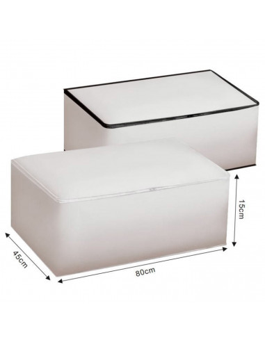 Tradineur - Organizador rectangular de peva, caja plegable con cremallera, ordenación, ropa, armario, almacenamiento, 80 x 45 x