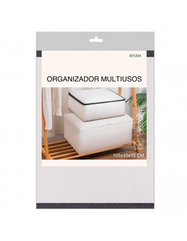Tradineur - Organizador rectangular de peva, caja plegable con cremallera, ordenación, ropa, armario, almacenamiento, 105 x 45 x
