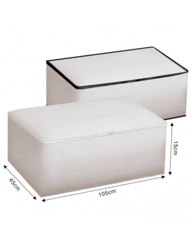 Tradineur - Organizador rectangular de peva, caja plegable con cremallera, ordenación, ropa, armario, almacenamiento, 105 x 45 x