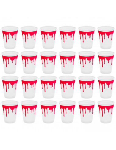 Tradineur - Pack de 24 Vasos para Halloween - Diseño de Sangre - Totalmente desechable y Reciclables - Ø 9 x 10,5 cm