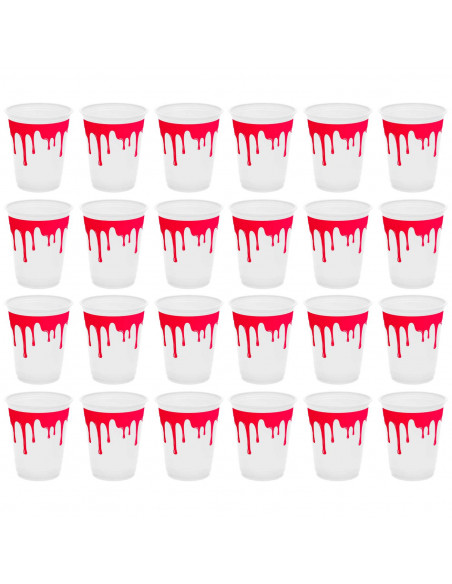 Tradineur - Pack de 24 Vasos para Halloween - Diseño de Sangre - Totalmente desechable y Reciclables - Ø 9 x 10,5 cm