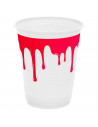 Tradineur - Pack de 24 Vasos para Halloween - Diseño de Sangre - Totalmente desechable y Reciclables - Ø 9 x 10,5 cm