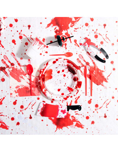 Tradineur - Pack de 24 Vasos para Halloween - Diseño de Sangre - Totalmente desechable y Reciclables - Ø 9 x 10,5 cm
