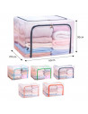 Tradineur - Organizador rectangular de nylon y estructura metálica, caja plegable con cremalleras, ordenación, ropa, armario, al