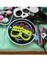 Tradineur - Pack de 12 Máscaras Truco o trato para halloween - Varios diseños: Calavera, Vampiro, Calabaza y Frankenstein - 14 x