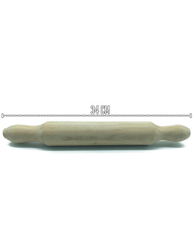 Tradineur - Rodillo de madera para cocina y repostería - Fabricado en Madera - Cocina artesanal - Diseño ergonómico - 34 x 5 cm