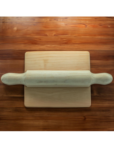 Tradineur - Rodillo de madera para cocina y repostería - Fabricado en Madera - Cocina artesanal - Diseño ergonómico - 34 x 5 cm
